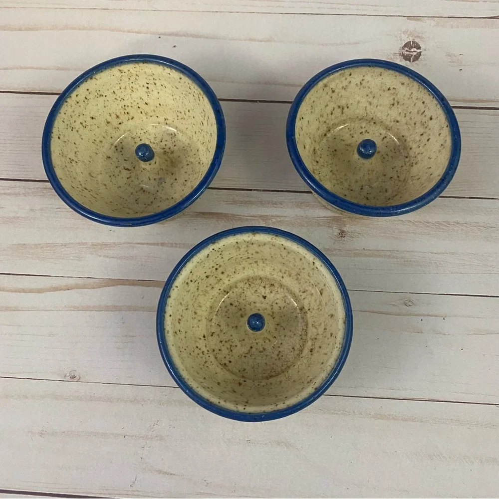 Apple Baker Studio Art Pottery 3 pc Lot Signed Speckled